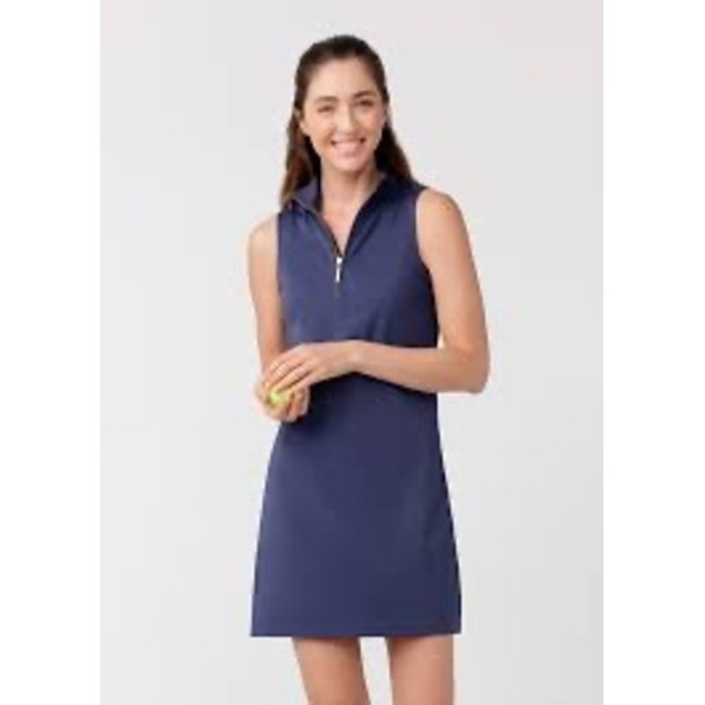 Southwind Apparel Womens Navy Blue Sleeveless Zip‎ Neck Tennis Golf Made in USA